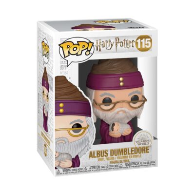 Albus Dumbledore con el bebé Harry Potter en caja Funko Pop!