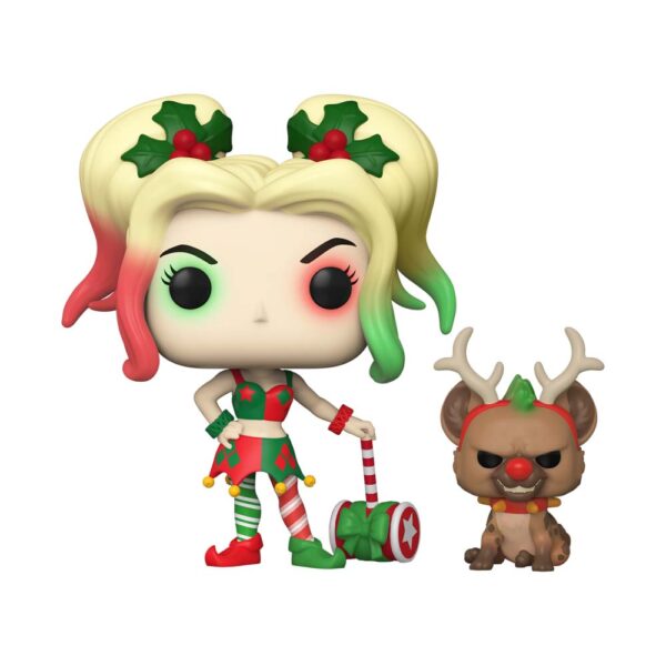 Funko Pop de Harley Qinn con Helper en Navidad 357-DC Holiday-50656