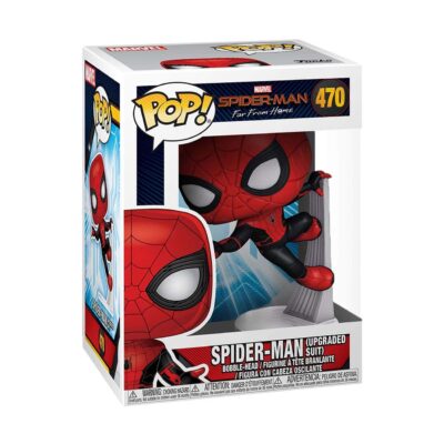 Funko Pop! Marvel Spider-Man Lejos de Casa apoyado en pared